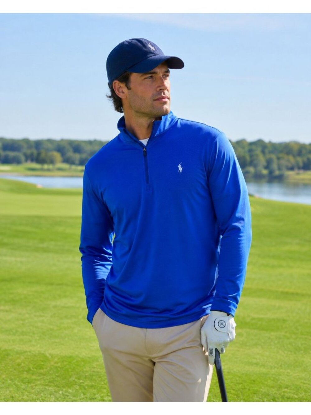 Polo GOLF Ralph Lauren Men’s Blue 1/4 Zip Performance Pullover Long Sleeve Size